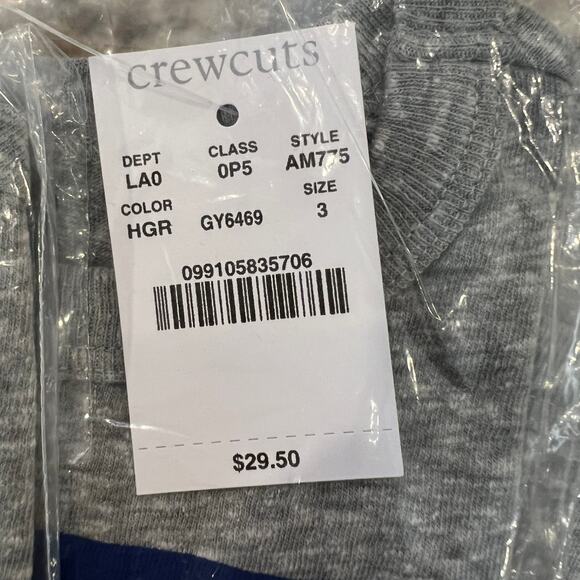 NWT J. Crew Kids' Grey and Blue Striped Pocket Crewneck T-Shirt - Picture 5 of 9